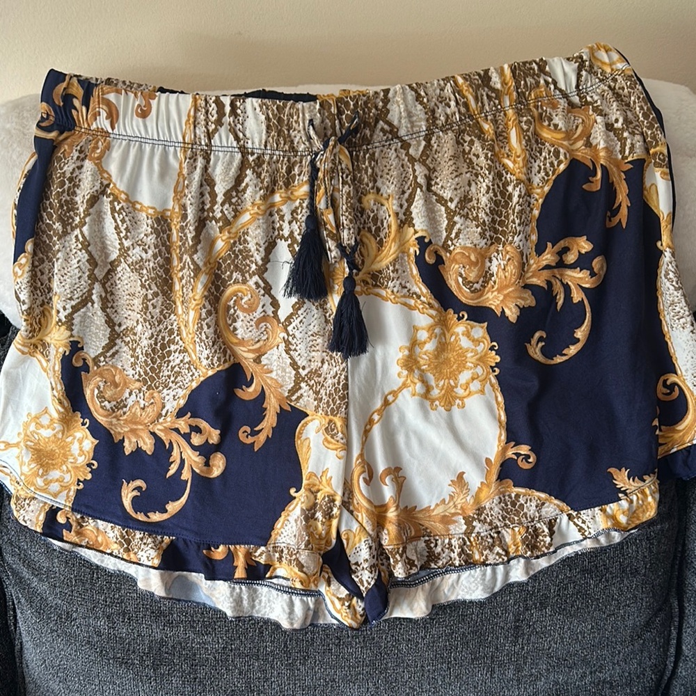 Eye Candy Women's Shorts - Navy, Gold, and White